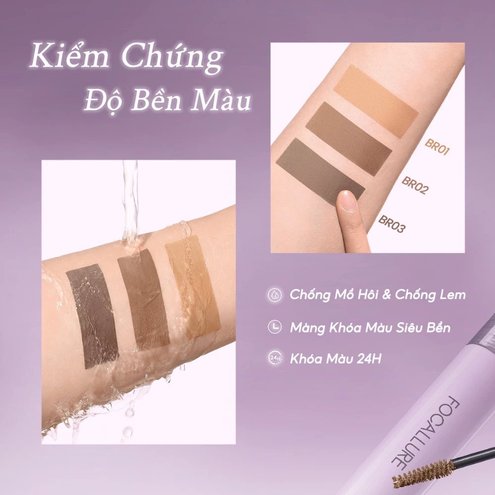 Mascara Lông Mày Dạng Gel Focallure Eyebrow Gel Tự Nhiên Chống Thấm Nước 24h 5g
