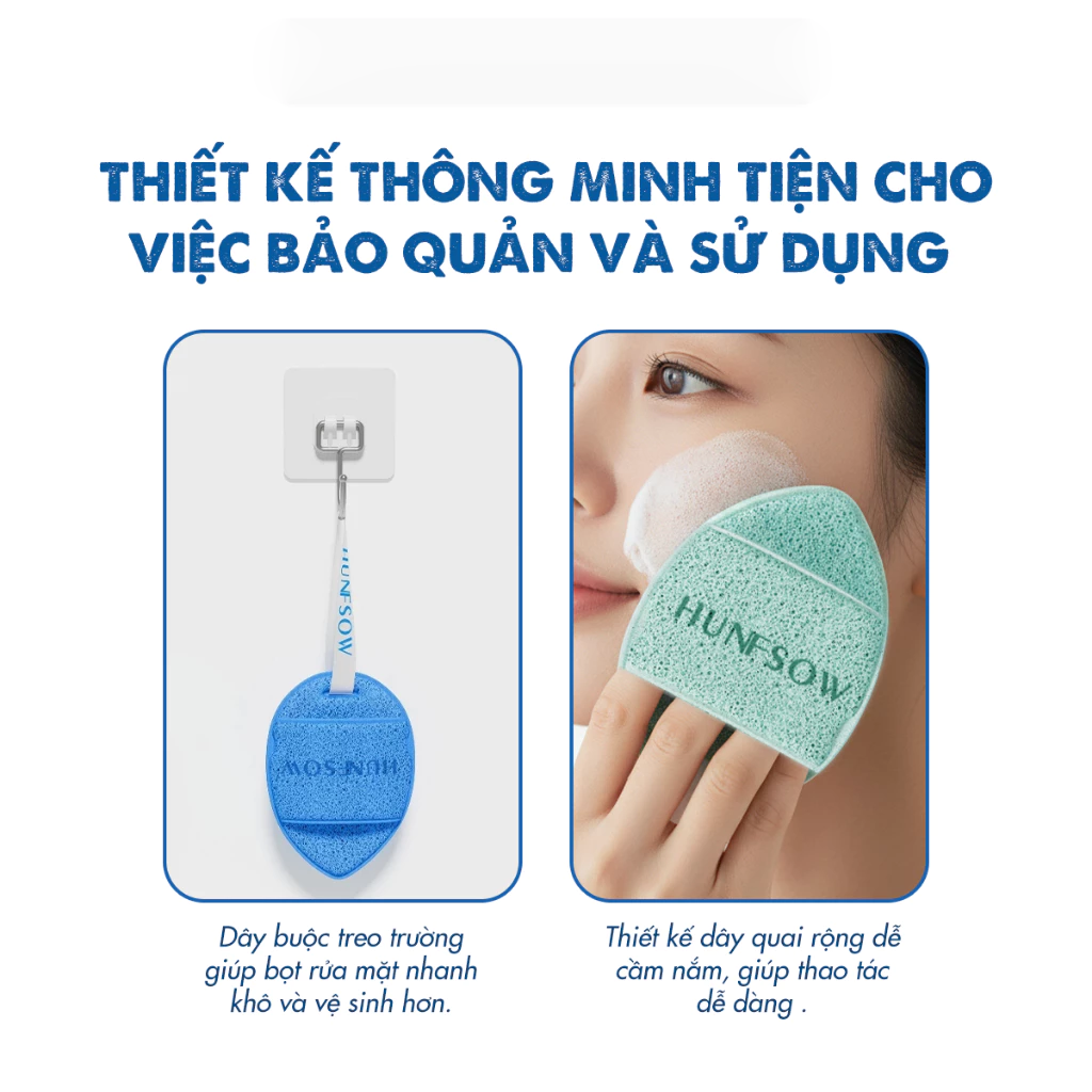 Bông Mút Rửa Mặt Bọt Biển Hunfsow Hình Giọt Nước Mềm Mại
