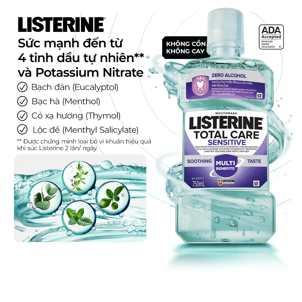 Nước Súc Miệng Listerine Total Care Zero Alcohol Mouthwash Chăm Sóc Toàn Diện Không Cay 250ml