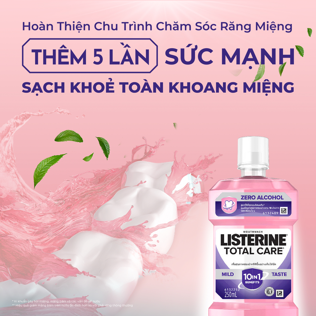Nước Súc Miệng Listerine Total Care Zero Alcohol Mouthwash Chăm Sóc Toàn Diện Không Cay 250ml