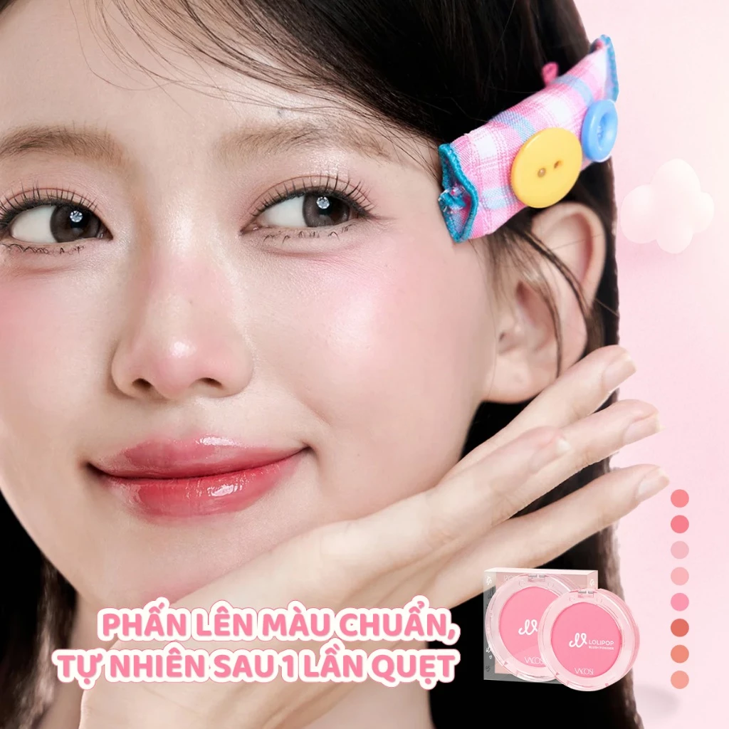 Phấn Má Hồng Vacosi Lolipop All Day Blush Powder VP14 Phấn Mịn, Trang Điểm Tự Nhiên 5.6g