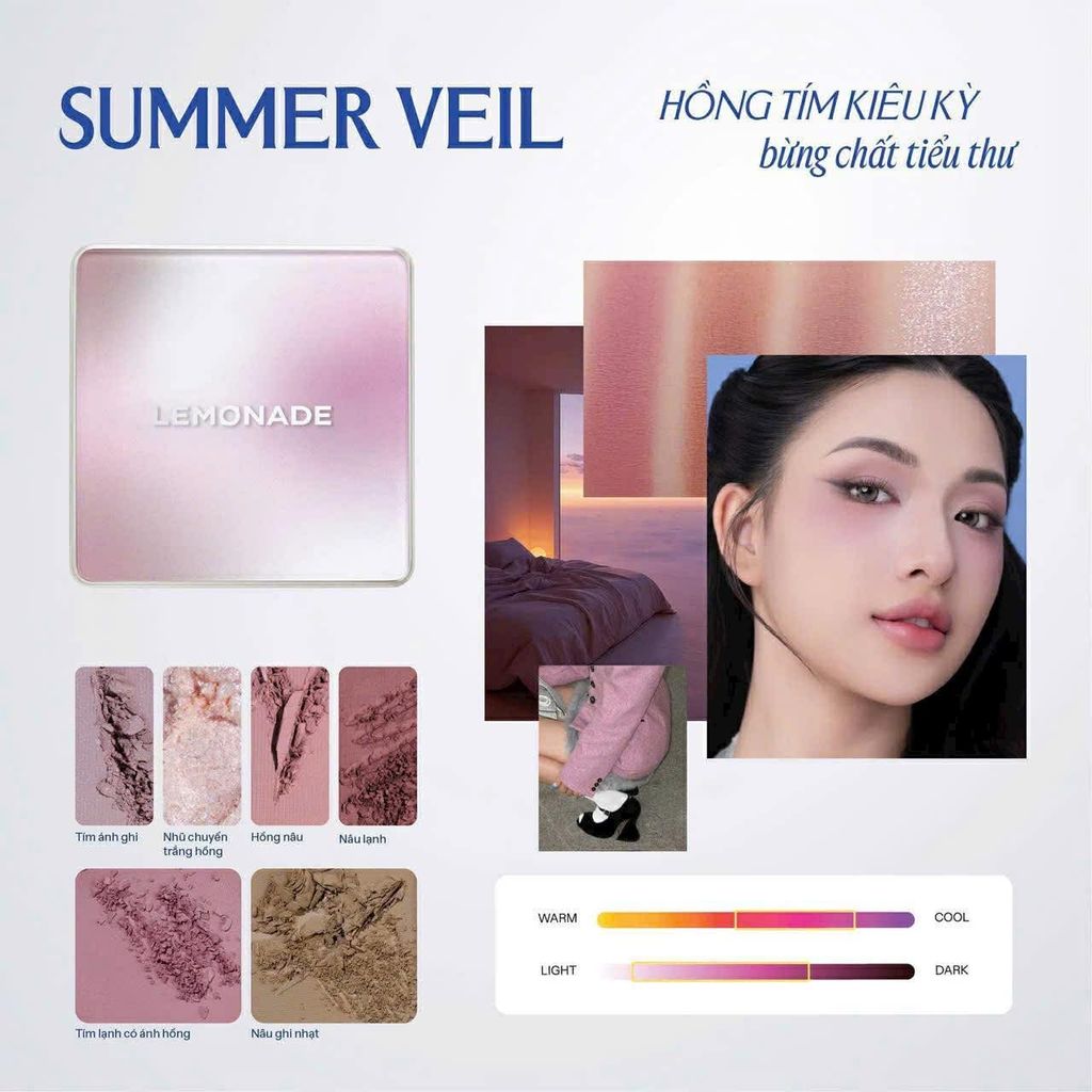 Bảng Phấn Mắt, Má Và Tạo Khối 6 Ô Lemonade Aesthetic Multi-task Palette 3 IN 1 Eye-Blush-Contour 10.8g