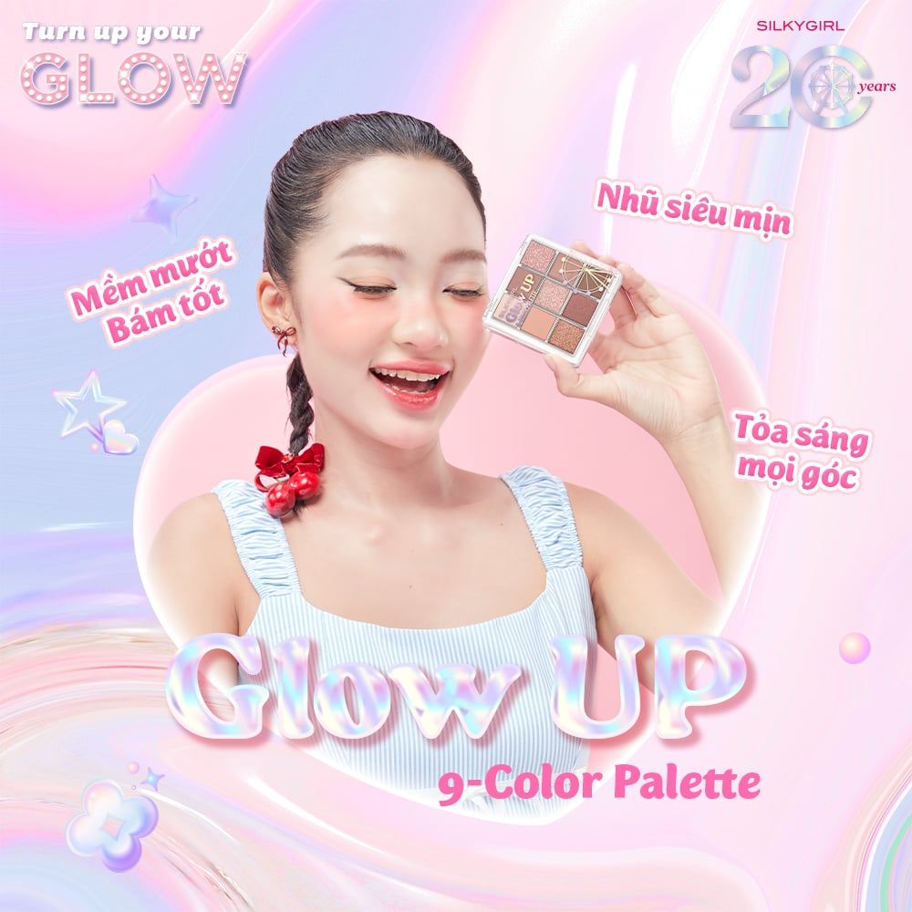 Bảng Phấn Mắt 9 Ô Silkygirl Glow Up 9-Color Palette 7.2g