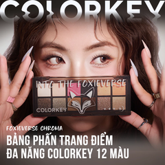 Bảng Phấn Mắt 12 Ô Colorkey Foxieverse Chroma 12-Color Palette Nhũ Lì, Màu Đậm Chuẩn 14.2g (Phiên Bản Đặc Biệt)