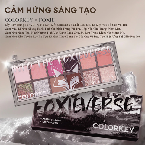 Bảng Phấn Mắt 12 Ô Colorkey Foxieverse Chroma 12-Color Palette Nhũ Lì, Màu Đậm Chuẩn 14.2g (Phiên Bản Đặc Biệt)