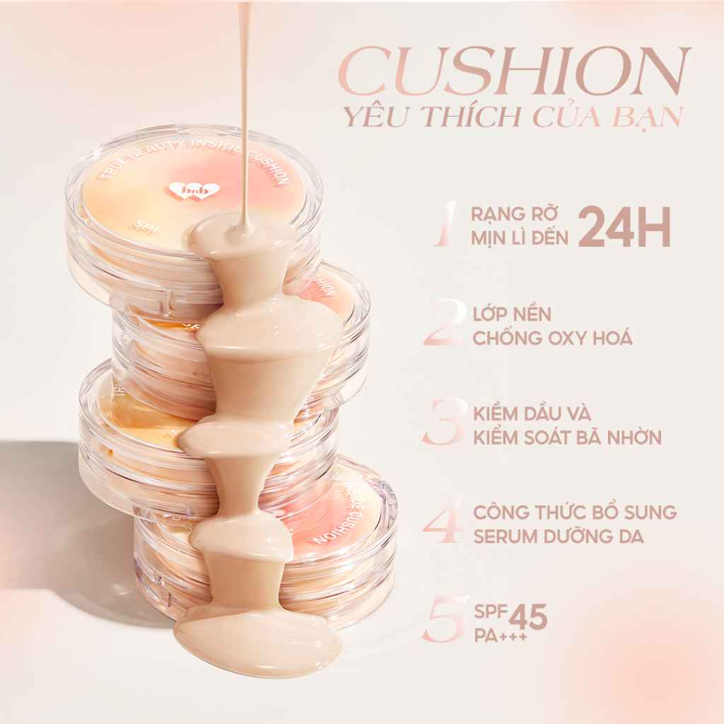 Phấn Nước Barenbliss True Beauty Inside Cushion Kiềm Dầu, Che Khuyết Điểm 15g
