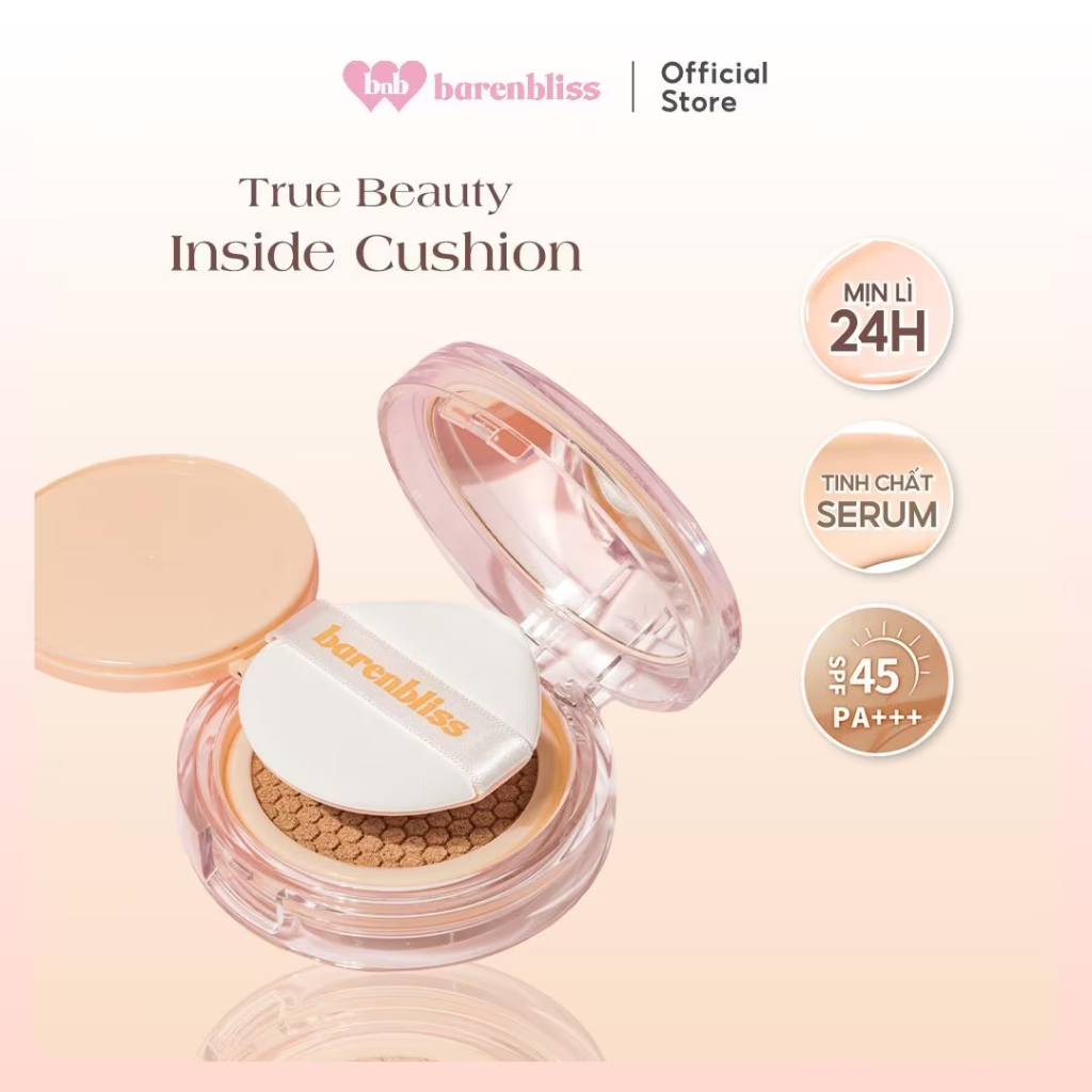 Phấn Nước Barenbliss True Beauty Inside Cushion Kiềm Dầu, Che Khuyết Điểm 15g