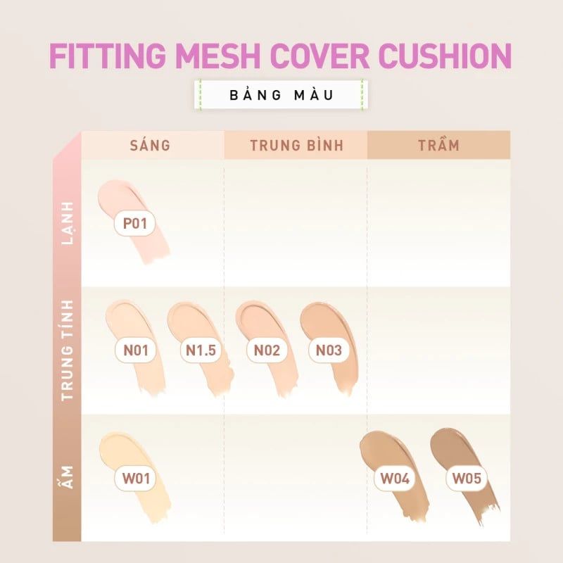 Phấn Nước 3CE Fitting Mesh Cover Cushion SPF40 PA+++ 11g