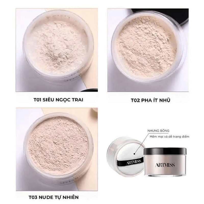Phấn Phủ Artmiss Transparent Matte Powder Kiểm Soát Dầu Nhờn Giữ Lớp Nền Lâu Trôi 30g