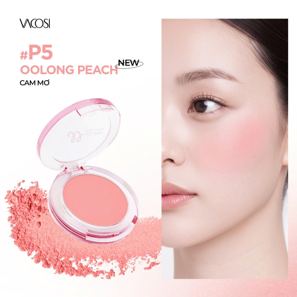 Phấn Má Hồng Vacosi Lolipop All Day Blush Powder VP14 Phấn Mịn, Trang Điểm Tự Nhiên 5.6g