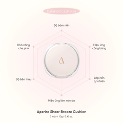 Phấn Nước Aperire Sheer Breese Cushion SPF 50+ PA+++ Bắt Sáng, Căng Bóng Tự Nhiên 13g