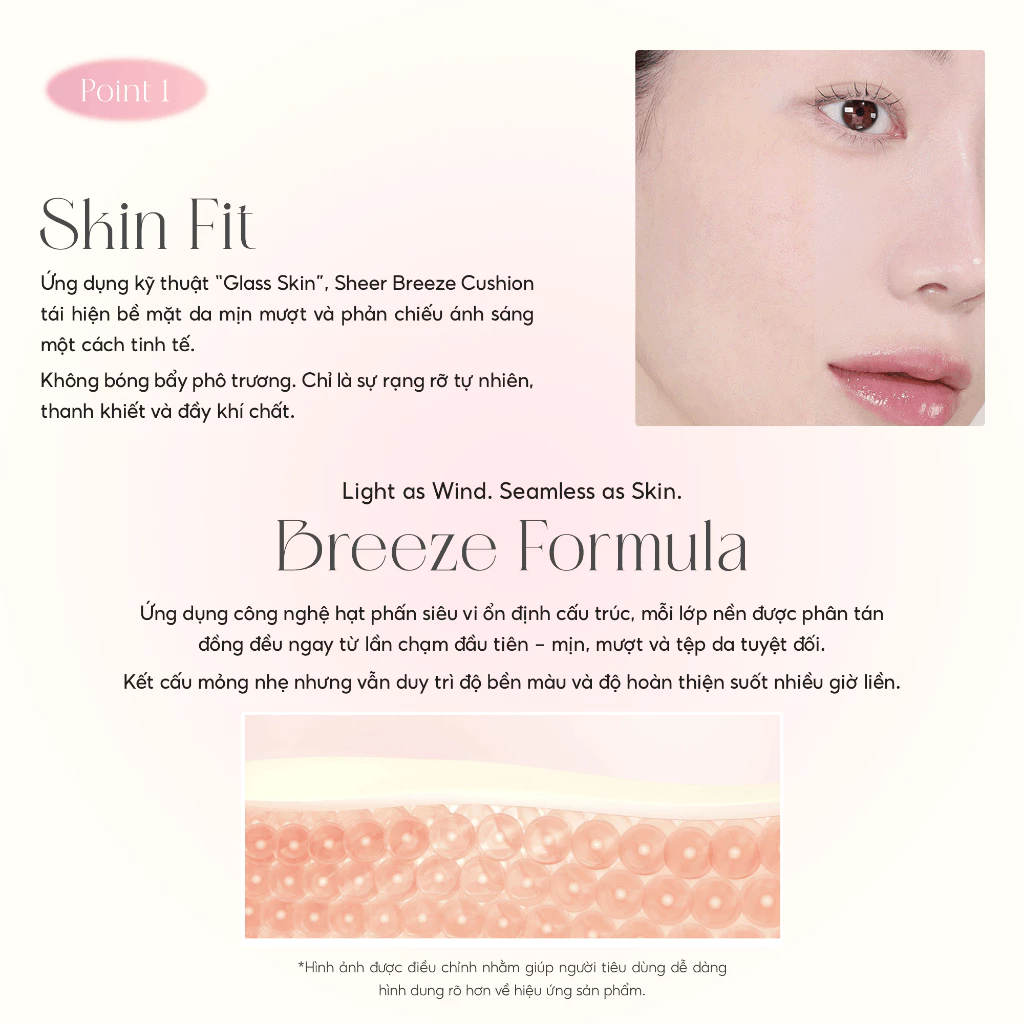 Phấn Nước Aperire Sheer Breese Cushion SPF 50+ PA+++ Bắt Sáng, Căng Bóng Tự Nhiên 13g
