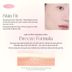 Phấn Nước Aperire Sheer Breese Cushion SPF 50+ PA+++ Bắt Sáng, Căng Bóng Tự Nhiên 13g