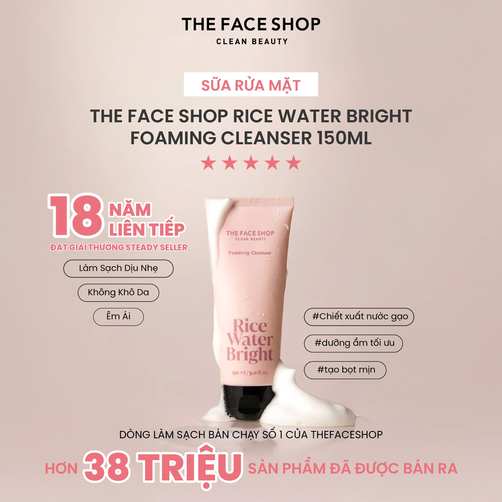 Sữa Rửa Mặt Gạo The Face Shop Rice Water Bright Foaming Cleansing 150ml