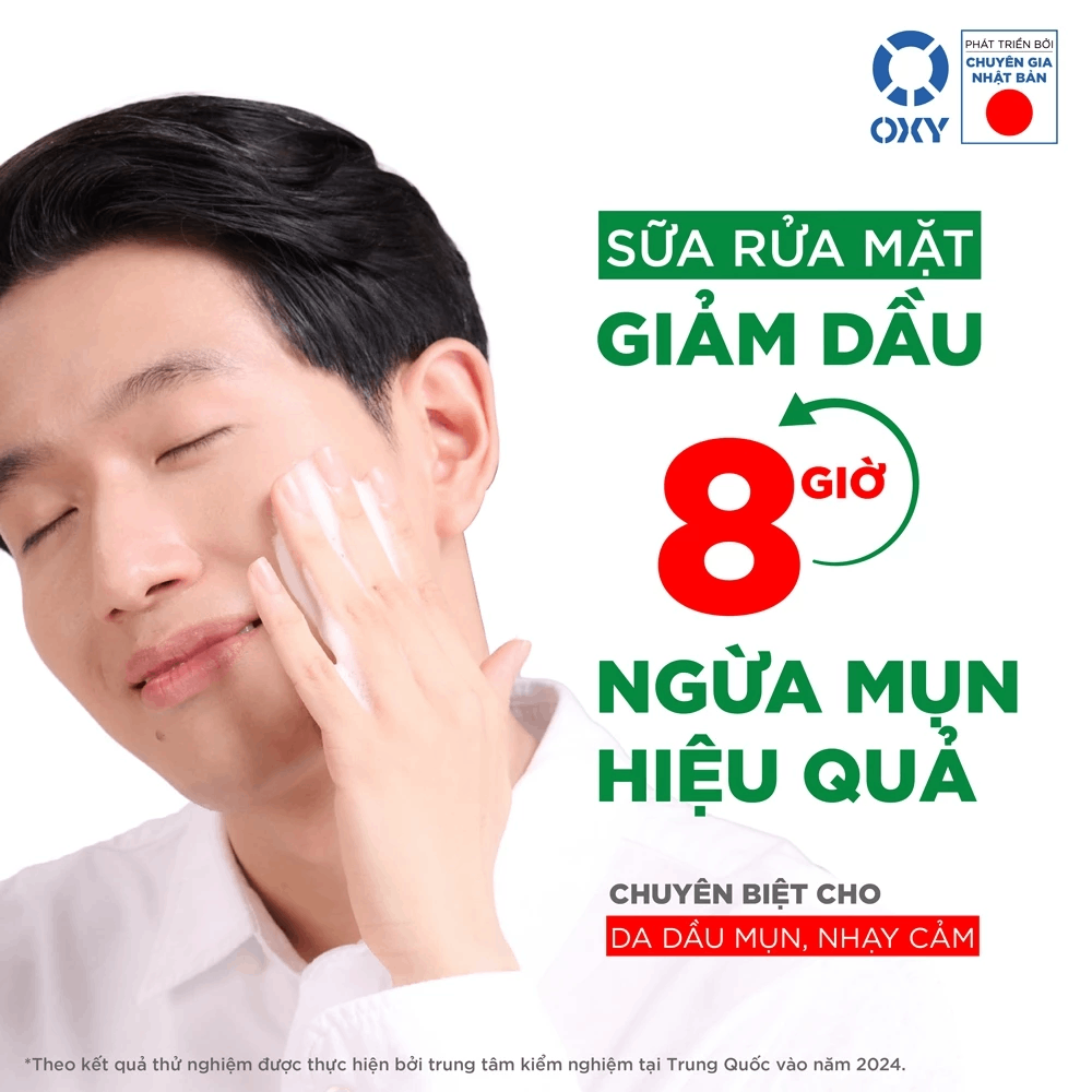 Sữa Rửa Mặt OXY Oil Acne Wash Sạch Dịu Nhẹ, Kiềm Dầu Cho Nam 100g