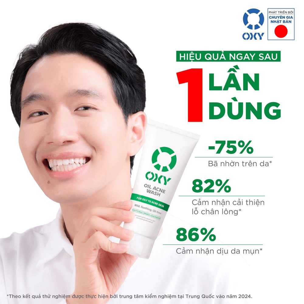 Sữa Rửa Mặt OXY Oil Acne Wash Sạch Dịu Nhẹ, Kiềm Dầu Cho Nam 100g