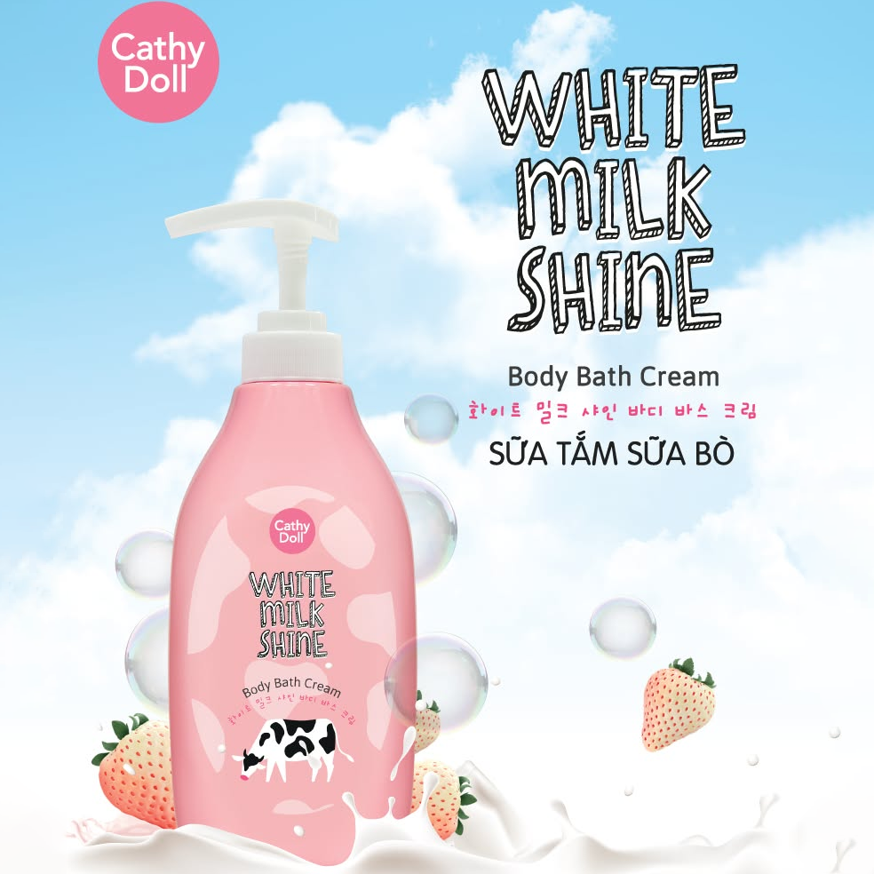 Sữa Tắm Sáng Da Sữa Bò Cathy Doll White Milk Shine Body Bath Cream 450ml