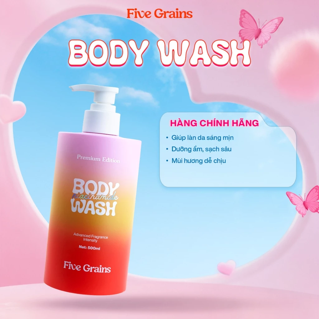 Sữa Tắm Five Grains Niacinamide Body Wash Sáng Da Hương Nước Hoa 500ml (Premium Edition)