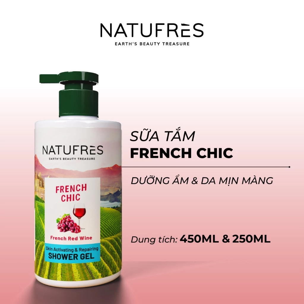 Gel Tắm Natufrès Shower Gel Chiết Xuất Thiên Nhiên, Dưỡng Ẩm Sâu Ngăn Khô Ráp