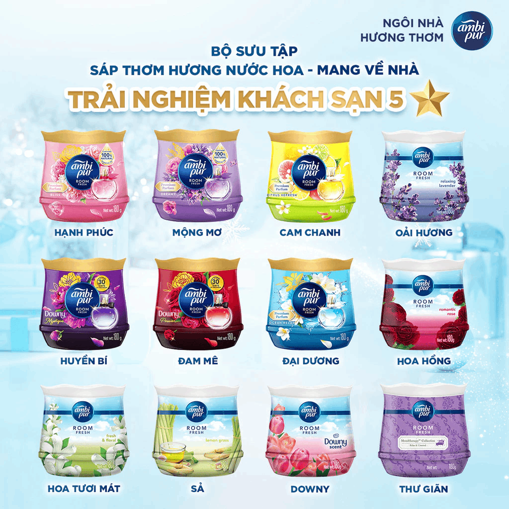 Sáp Thơm Phòng Ambi Pur Room Fresh Premium Parfum Hương Nước Hoa 180g