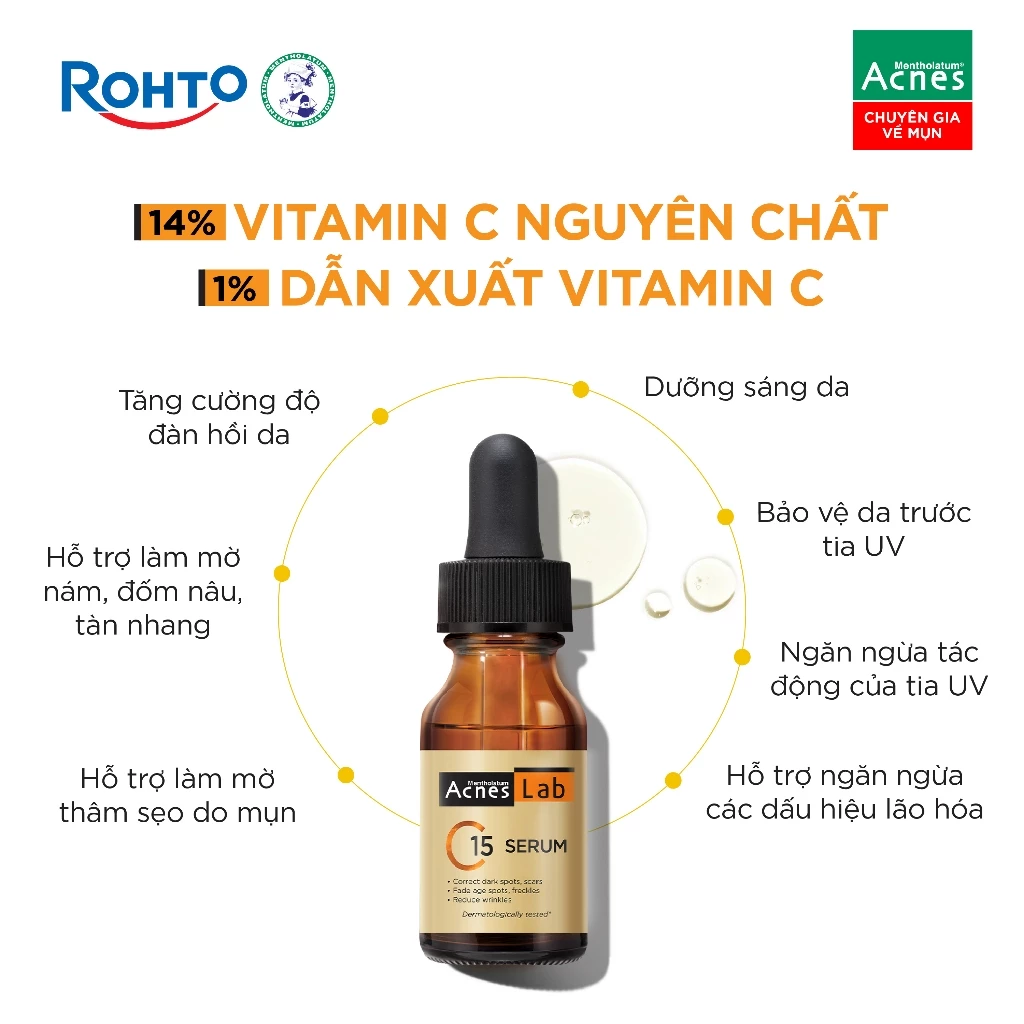 Tinh Chất Acnes Lab Vitamin C Serum Dưỡng Sáng, Mờ Thâm 15ml
