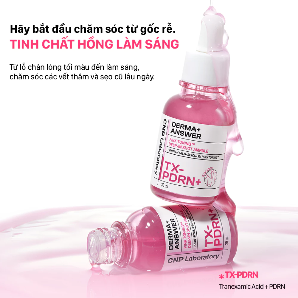 Tinh Chất CNP Laboratory Derma Answer Pink Toning Deep - In Shot Ampule Dưỡng Sáng Phục Hồi 15ml