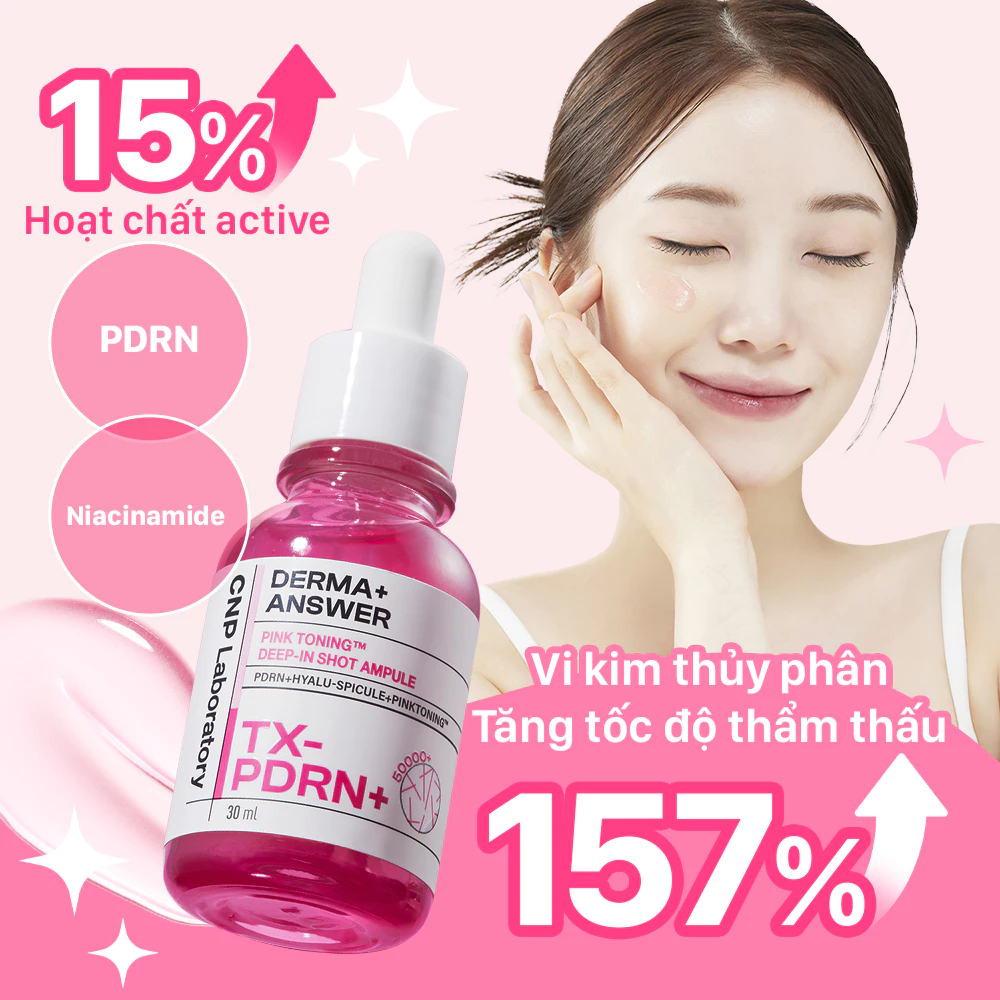 Tinh Chất CNP Laboratory Derma Answer Pink Toning Deep - In Shot Ampule Dưỡng Sáng Phục Hồi 15ml