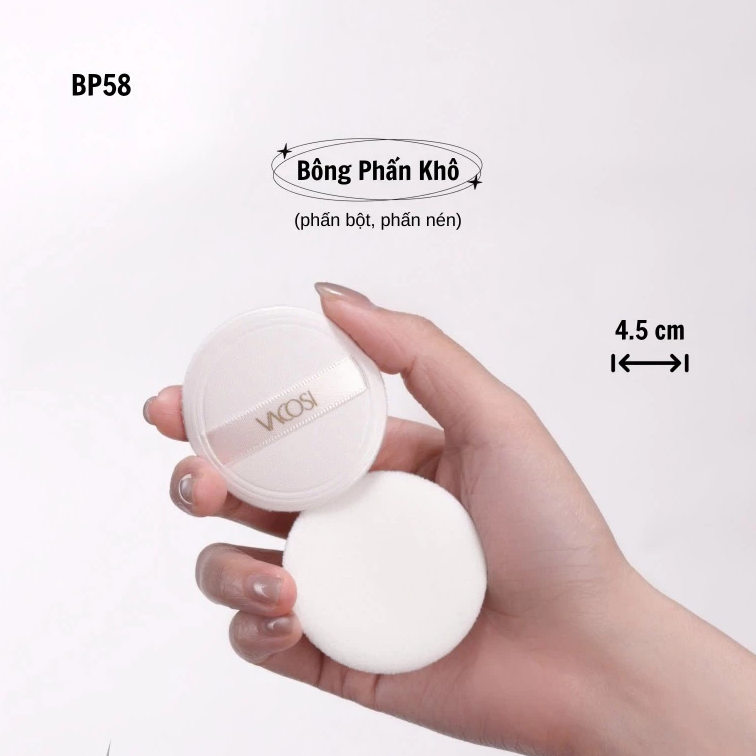 Set 2 Bông Phấn Trang Điểm Nền Và Phủ Phấn Vacosi Dáng Tròn
