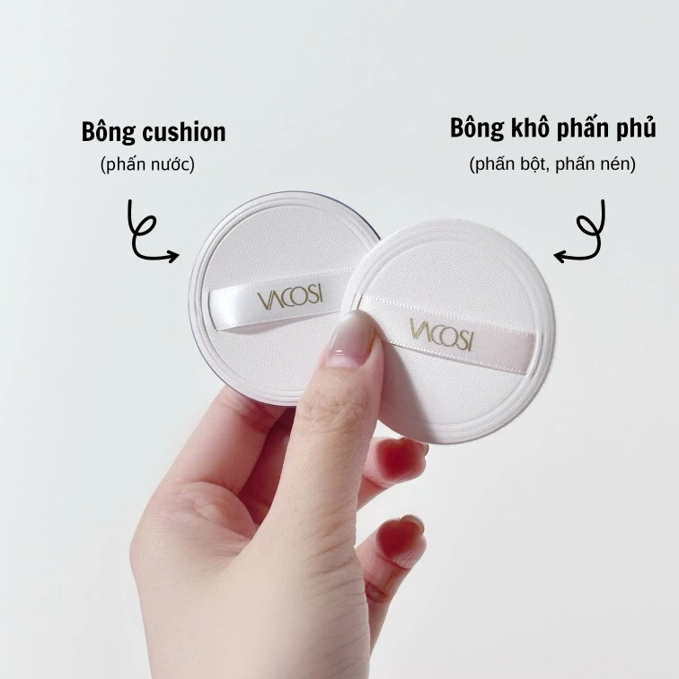Set 2 Bông Phấn Trang Điểm Nền Và Phủ Phấn Vacosi Dáng Tròn