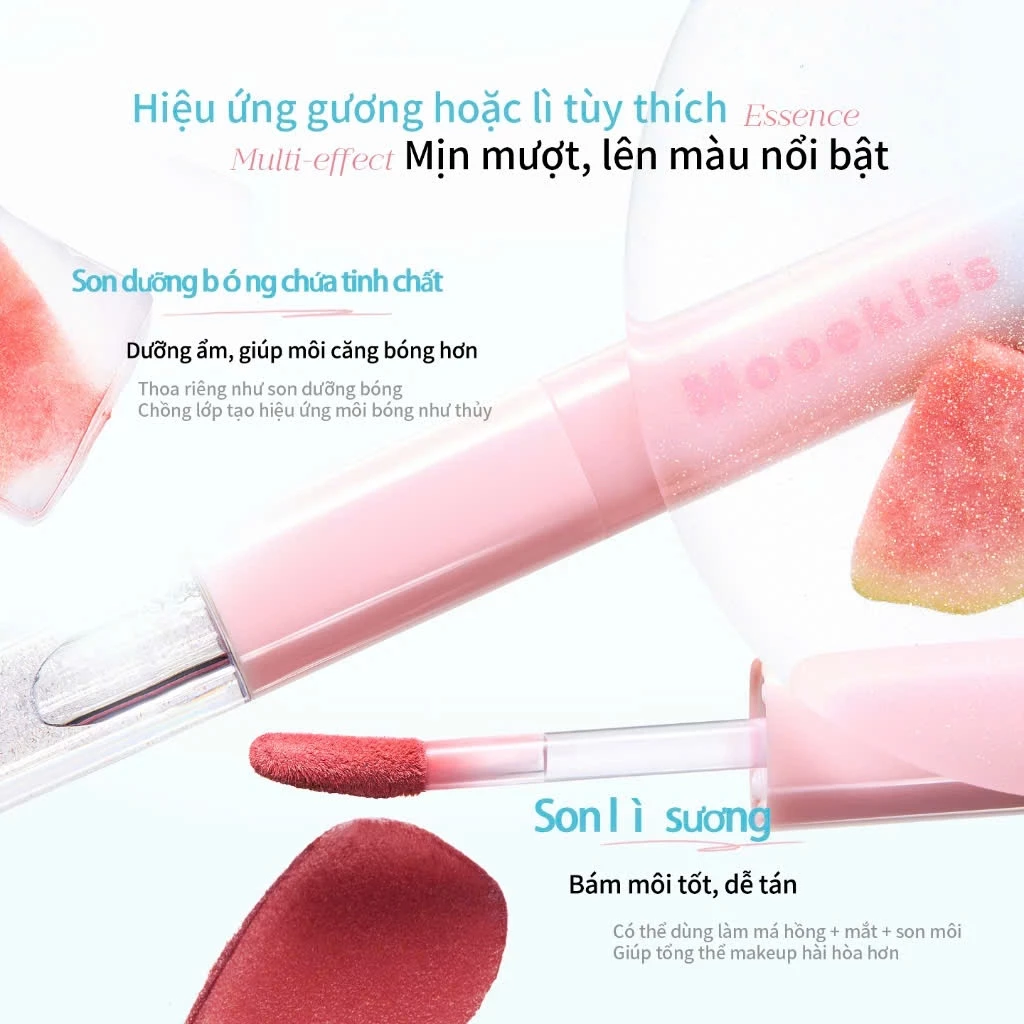 Son Kem 2 Đầu Mooekiss Dual Effect Lip Mud (1.5g x 2)