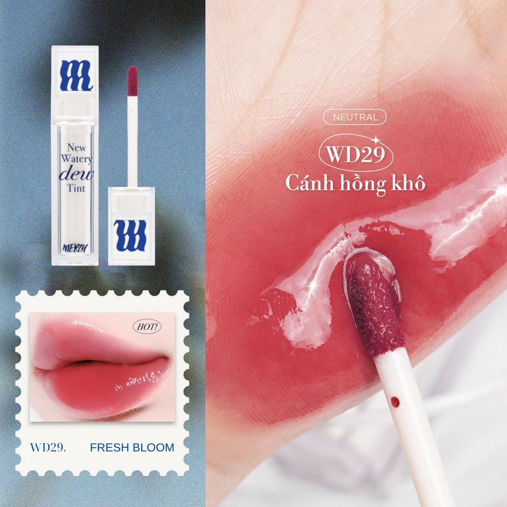 Son Tint Bóng Merzy New Watery Dew Tint Ẩm Mịn, Lâu Trôi Cho Đôi Môi Căng Mọng 4g