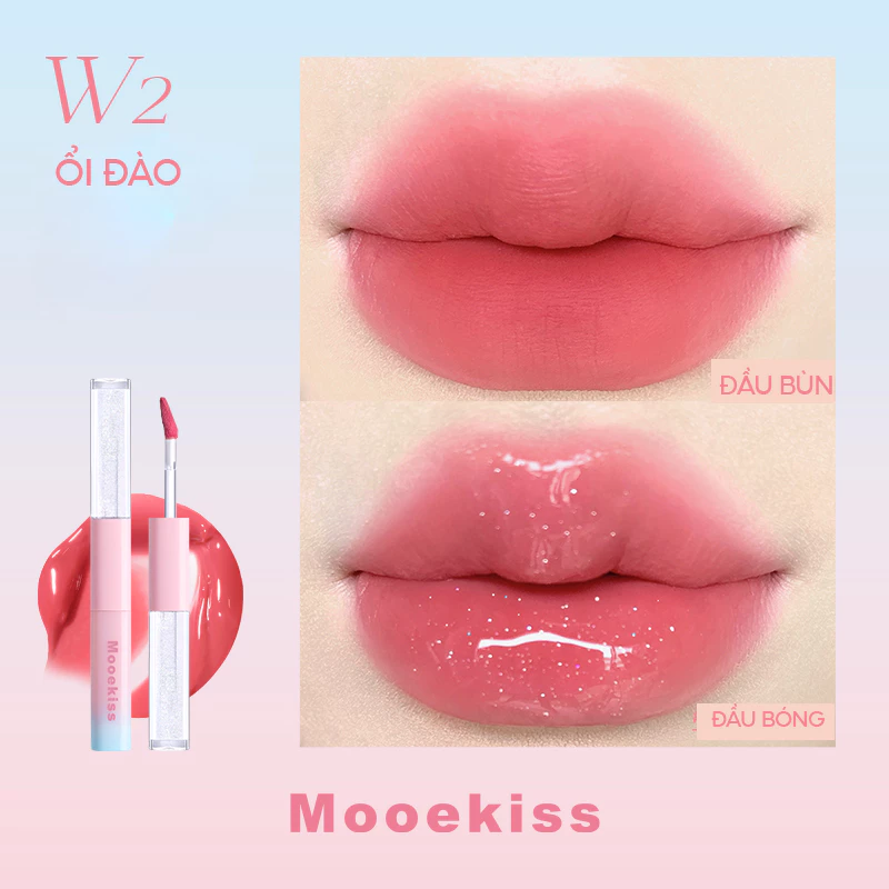 Son Kem 2 Đầu Mooekiss Dual Effect Lip Mud (1.5g x 2)