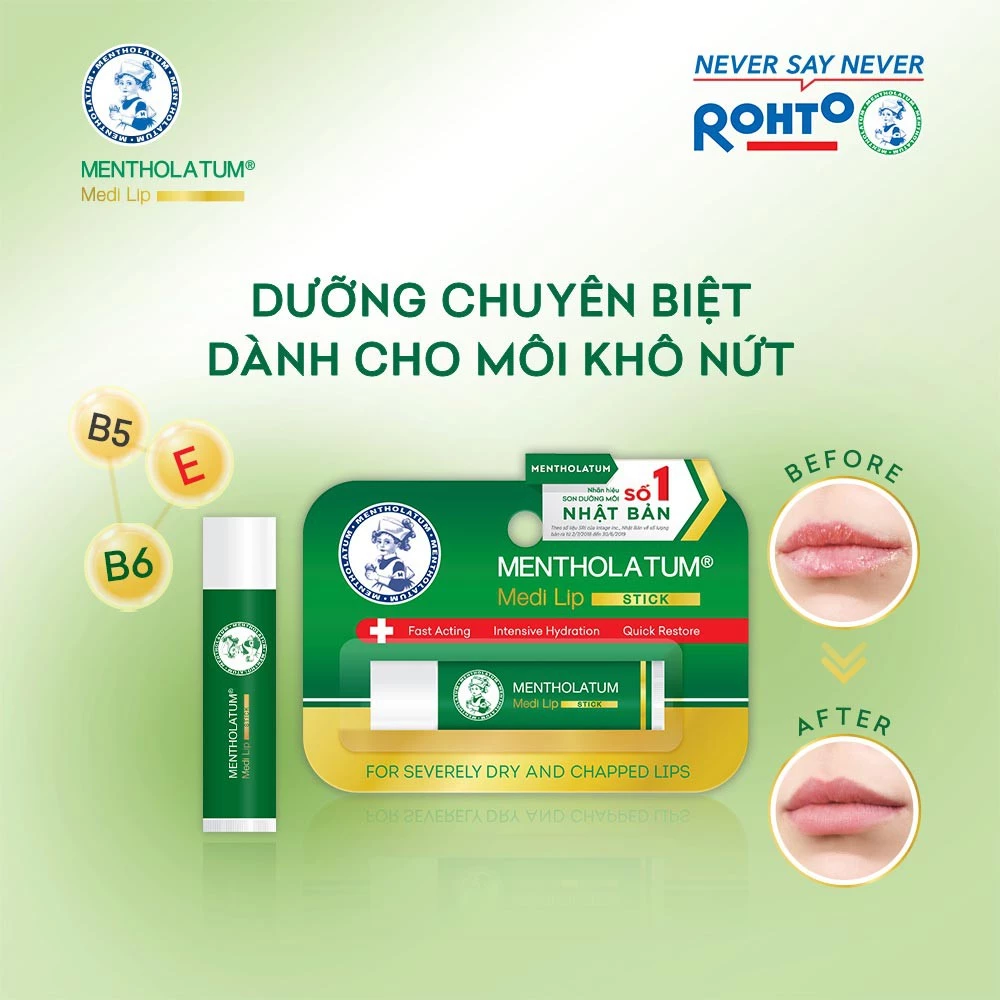 Son Dưỡng Mentholatum Medi Lip Stick Chuyên Biệt Cho Môi Khô, Nứt Nẻ 4.3g