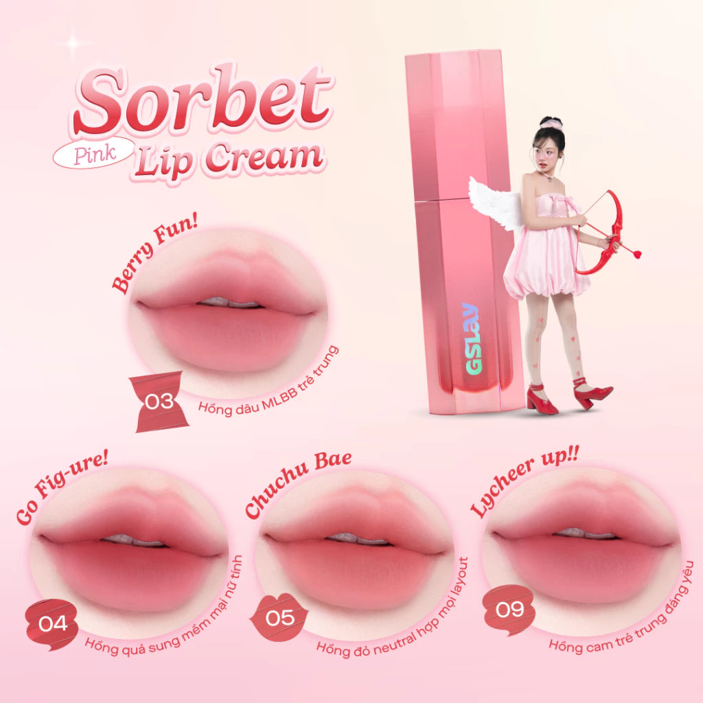 Son Kem Lì Thuần Chay Gslay Sorbet Lip Cream Che Phủ Rãnh Môi Giữ Màu Lâu Trôi 4g