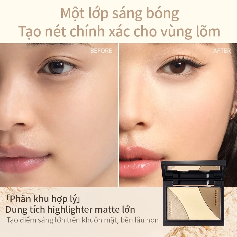 Bảng Phấn Tạo Khối Và Highlight 3 Màu Mooekiss Three-Color Contouring Palette 9g