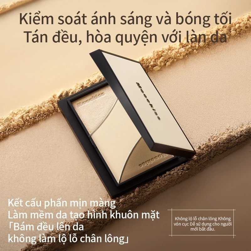 Bảng Phấn Tạo Khối Và Highlight 3 Màu Mooekiss Three-Color Contouring Palette 9g