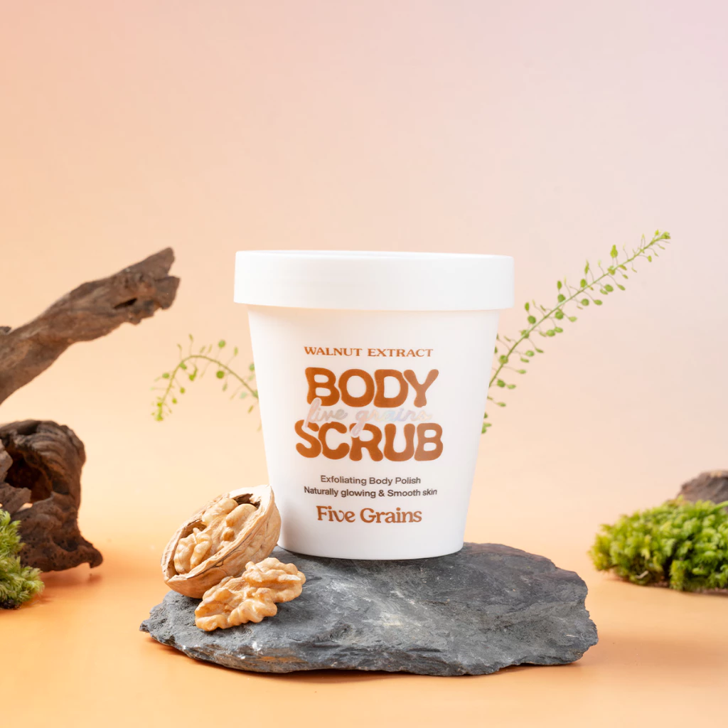 Tẩy Tế Bào Chết Body Five Grains Walnut Extract Body Scrub Chiết Xuất Quả Óc Chó Dưỡng Sáng Da 200g