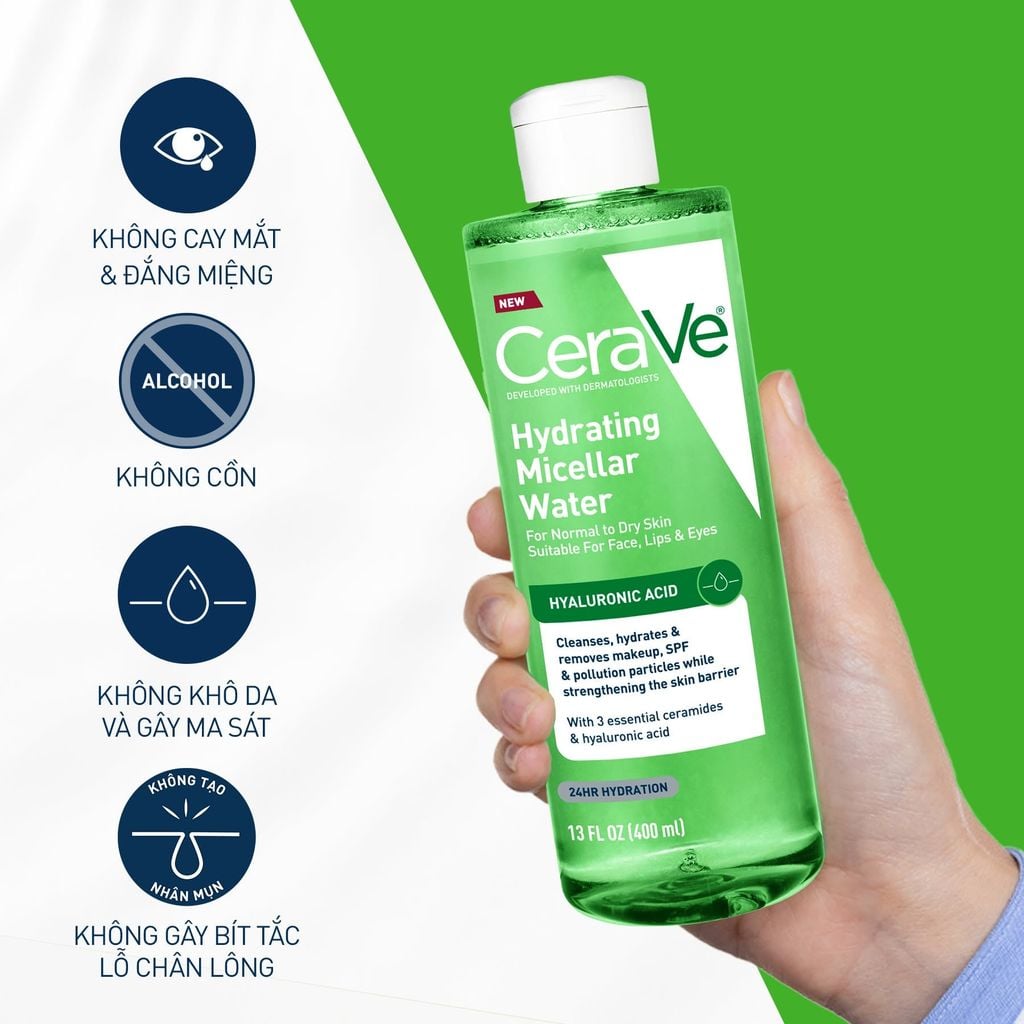 Nước Tẩy Trang Cerave Micellar Water Làm Sạch Da Hiệu Quả 400ml