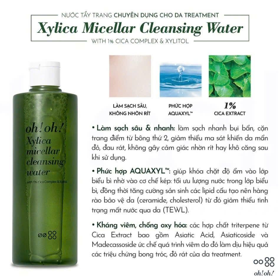 Nước Tẩy Trang Chuyên Sâu Oh!Oh! Xylica Micellar Cleansing Water Phục Hồi Da 350ml