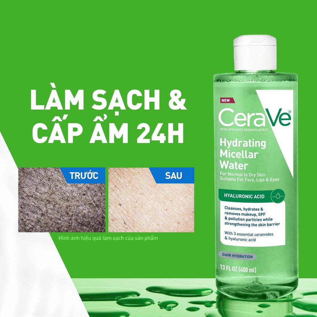 Nước Tẩy Trang Cerave Micellar Water Làm Sạch Da Hiệu Quả 400ml