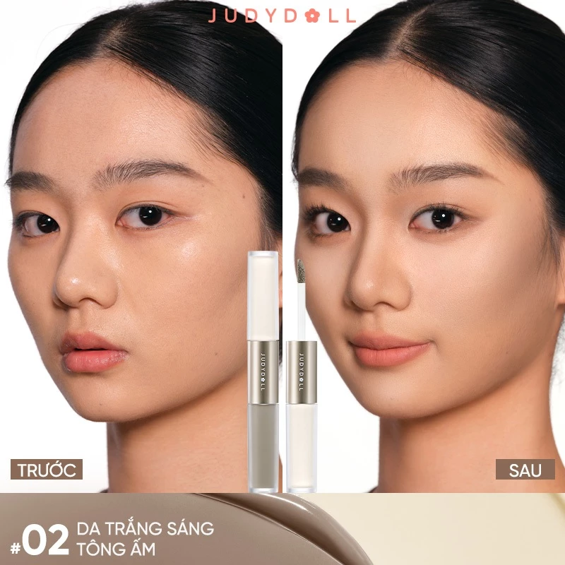 Kem Tạo Khối Và Bắt Sáng Judydoll 2 Đầu Liquid Highlighter & Contour Duo 4.8g