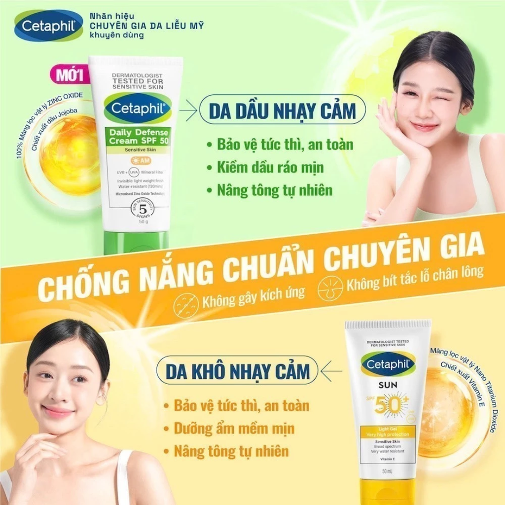 Gel Chống Nắng Cetaphil Sun SPF 50+ Light Gel Dịu Lành Cho Da Nhạy Cảm 50ml