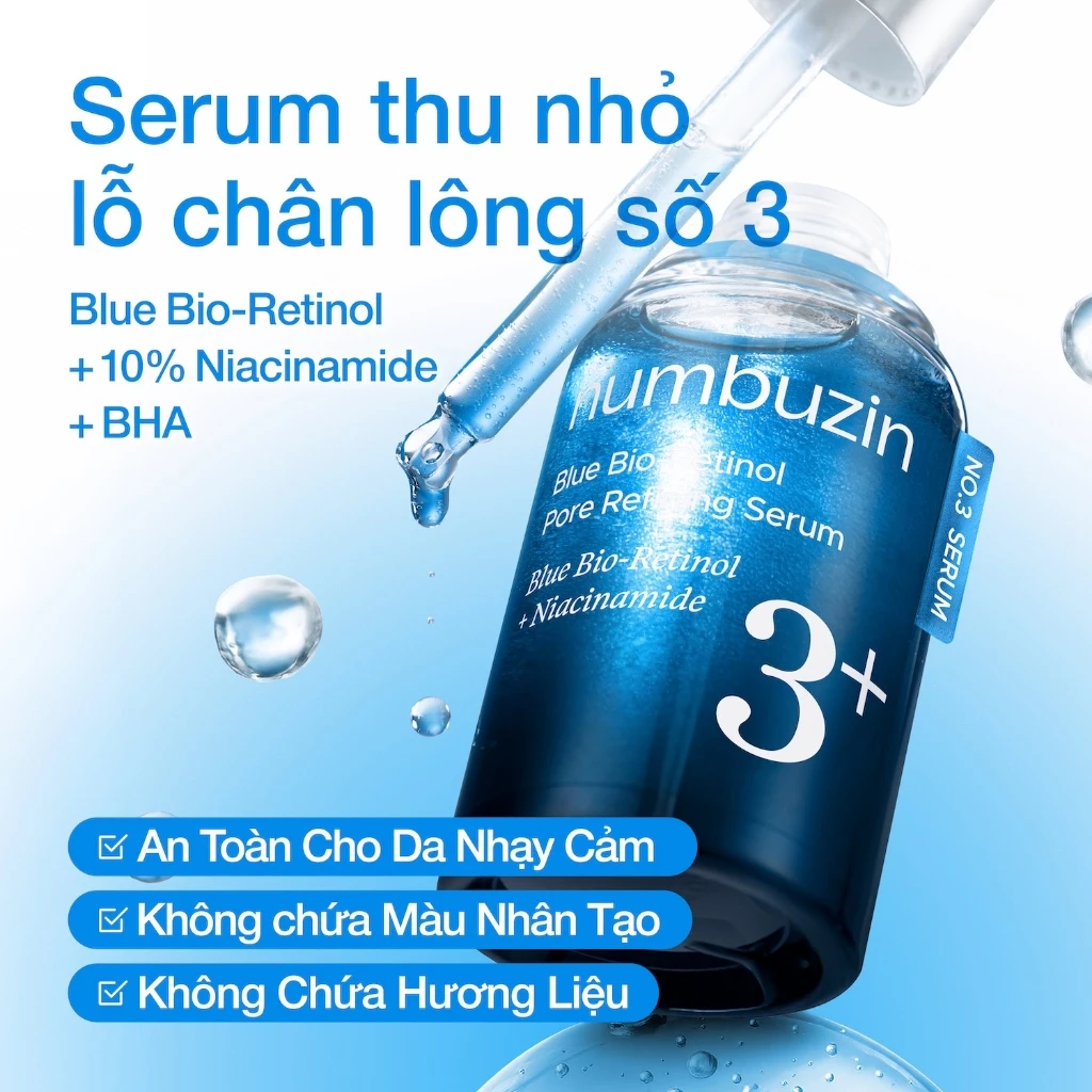 Tinh Chất Thu Nhỏ Lỗ Chân Lông Numbuzin No.3 Blue Bio-Retinol Pore Refining Serum 30ml
