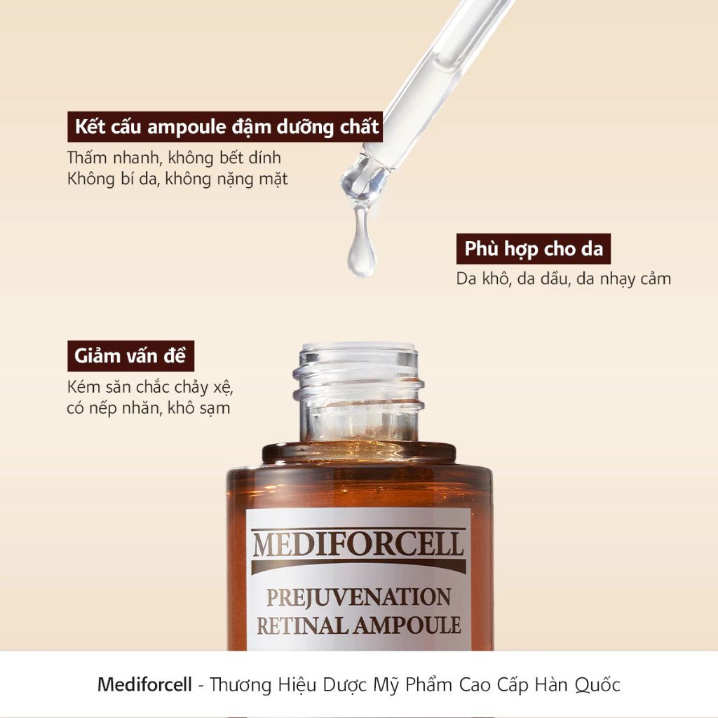 Tinh Chất Mediforcell Prejuvenation Retinal Ampoule Dưỡng Ẩm, Dưỡng Sáng, Giảm Nếp Nhăn 50ml