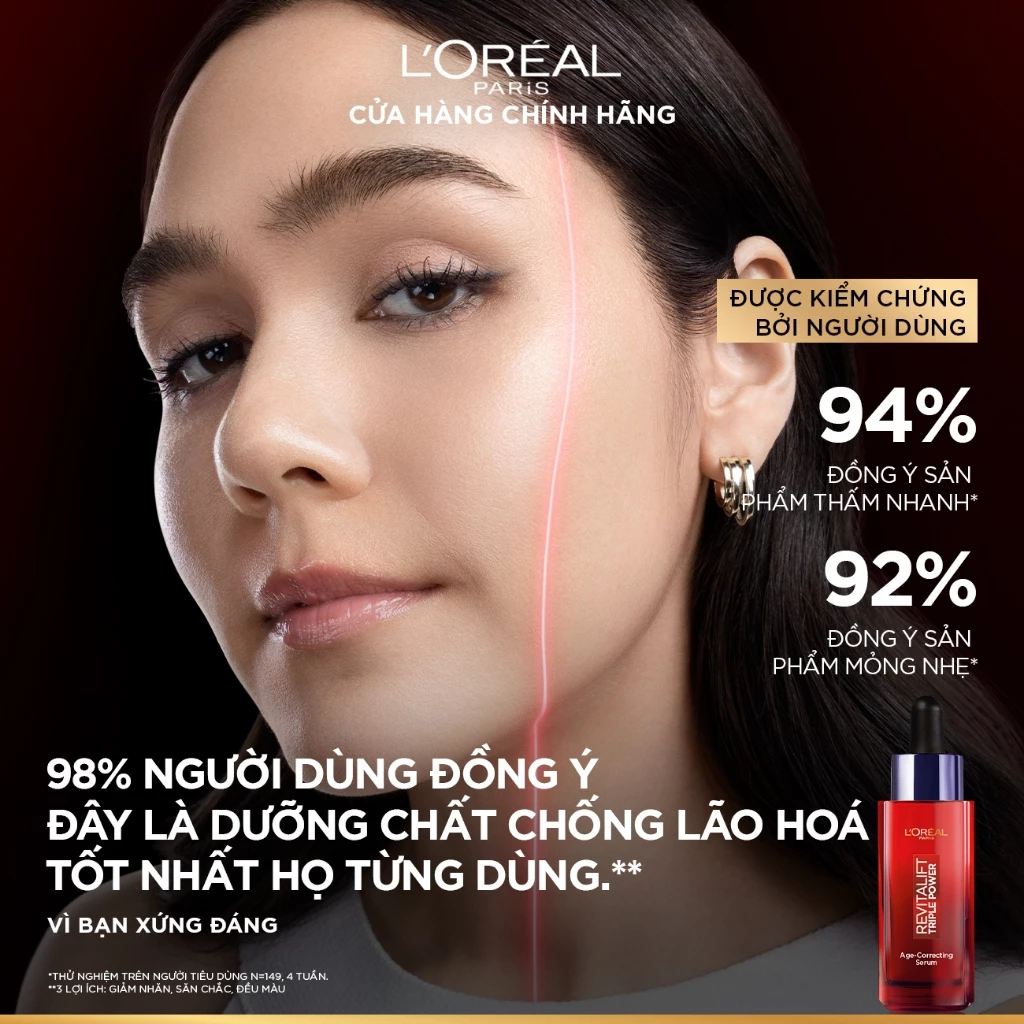 Tinh Chất L'Oreal Paris Revitalift Triple Power Age-Correcting Serum Giảm Nếp Nhăn, Ngừa Lão Hóa 30ml