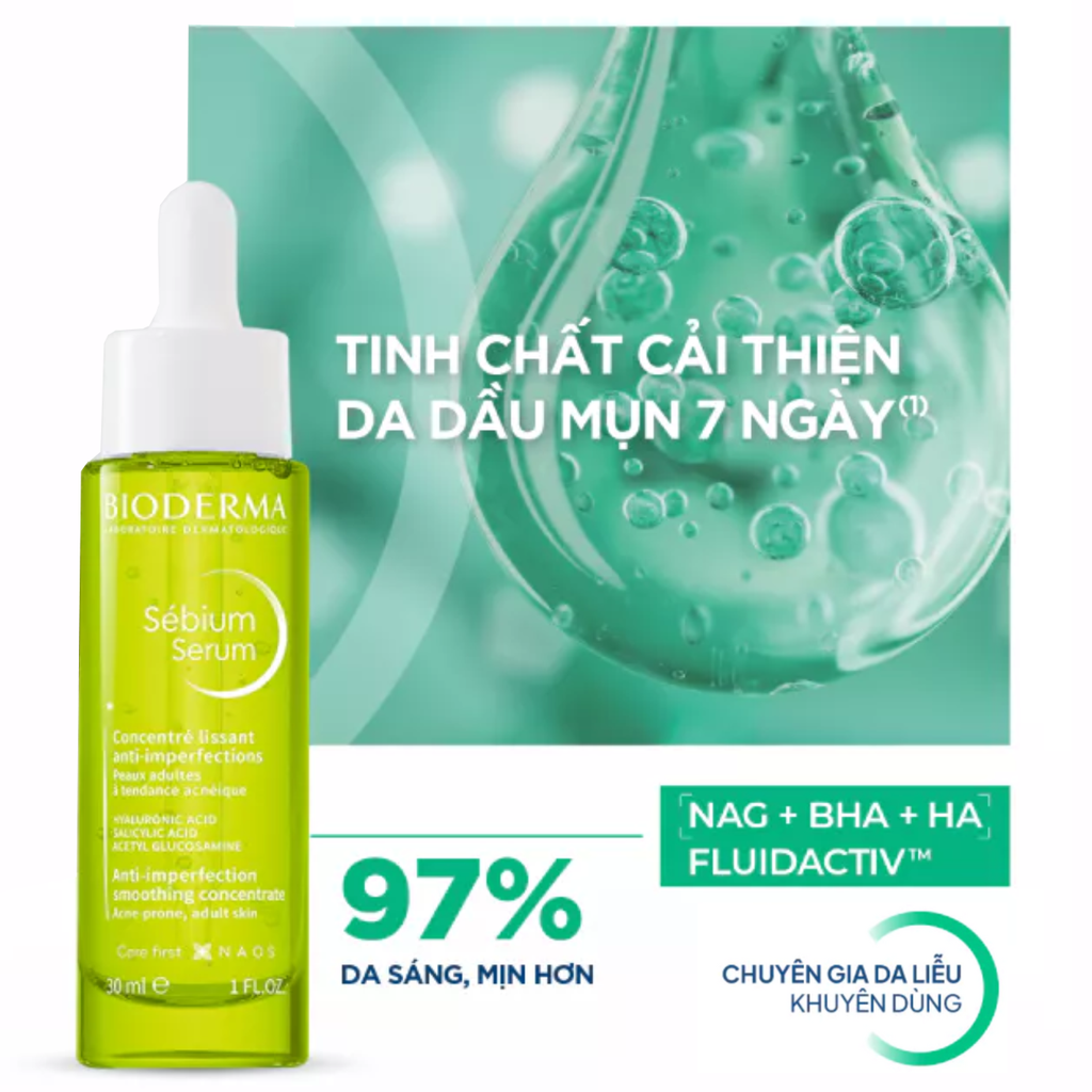 Tinh Chất Bioderma Sébium Serum Dưỡng Ẩm, Giảm Thâm Mụn 30ml