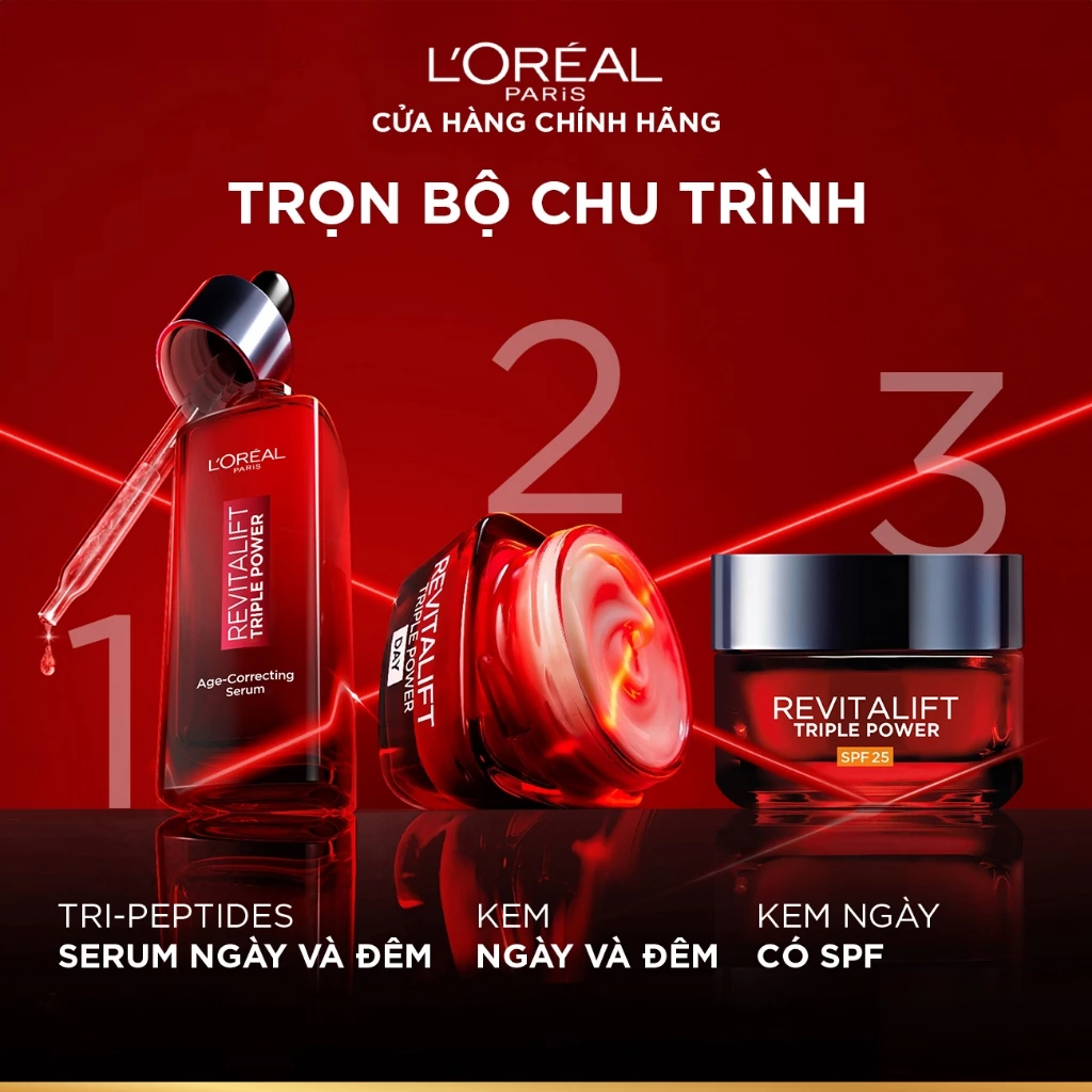 Tinh Chất L'Oreal Paris Revitalift Triple Power Age-Correcting Serum Giảm Nếp Nhăn, Ngừa Lão Hóa 30ml