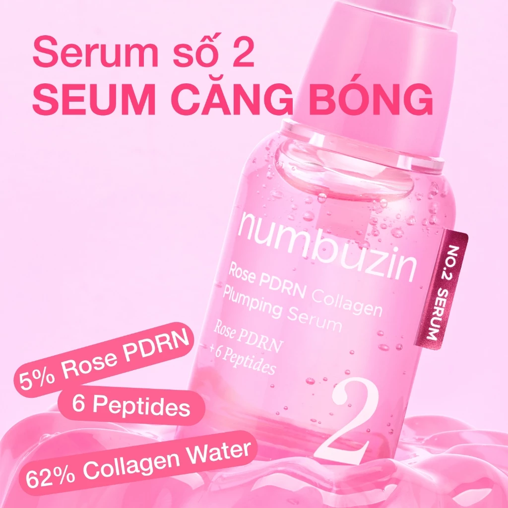 Tinh Chất Numbuzin NO.2 Rose PDRN Collagen Plumping Serum 30ml