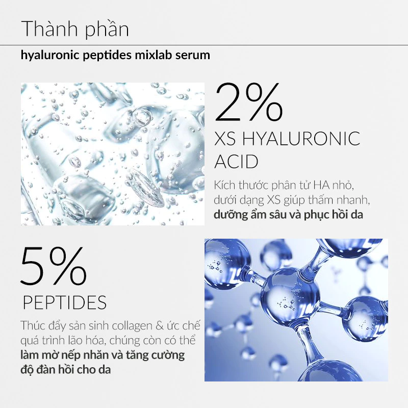 Tinh Chất Ekseption Hyaluronic Peptides Mixlab Serum Dưỡng Ẩm, Giảm Nếp Nhăn 75ml