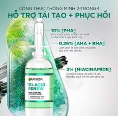 Tinh Chất Garnier Tri-Acid Renew Skin Renewal Concentrate Serum Giúp Cải Thiện Tông Da Dưỡng Sáng, Mịn Màng 20ml